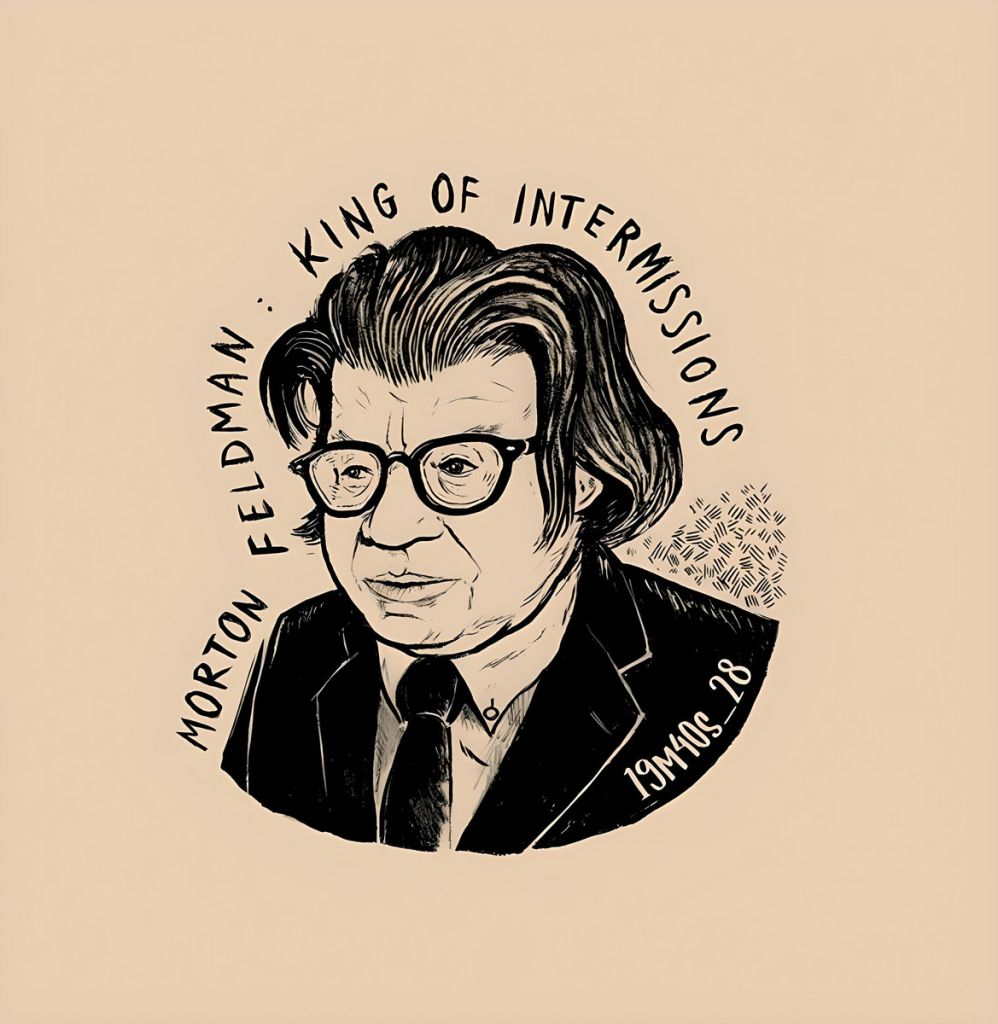 ritratto a mano di morton feldman realizzato da Alessandro Grazian copertina CD Marcello Corti tromba